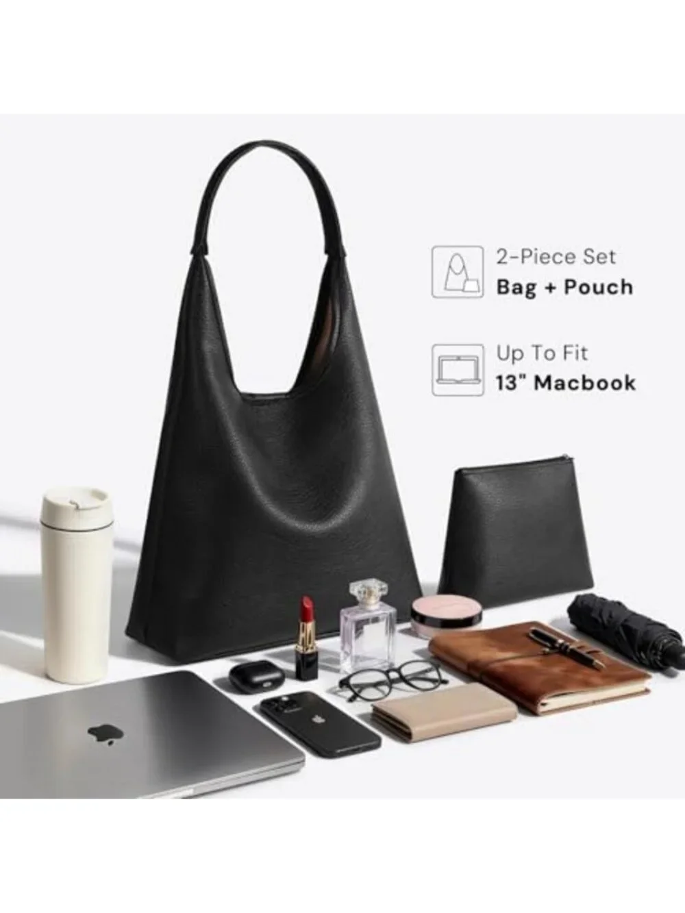 Large Slouchy Vegan Leather Hobo Bag for Women - Stylish Everyday Shoulder Purse